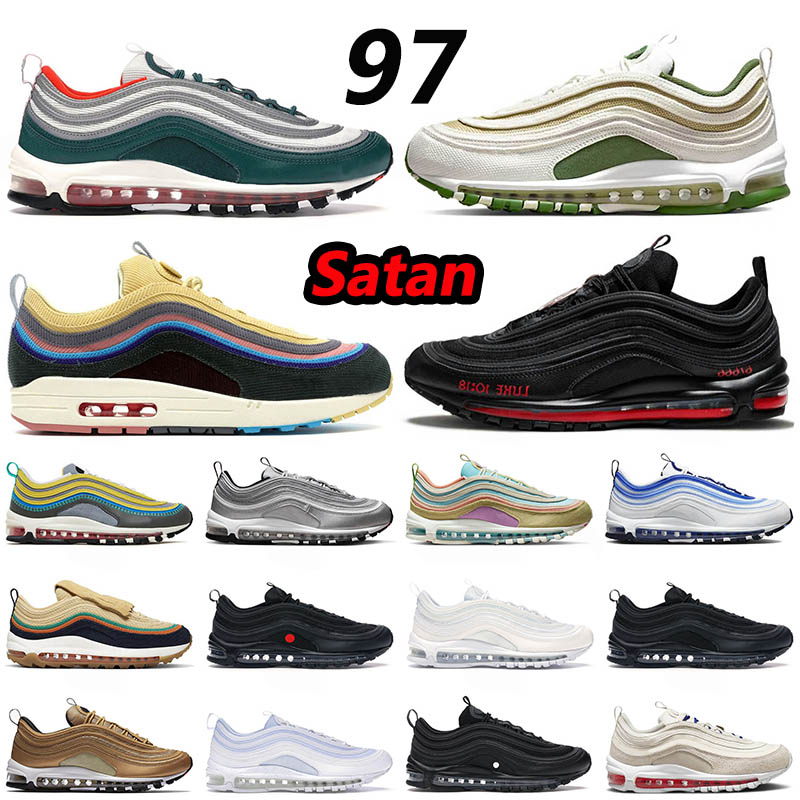 

Og 97S Running Shoes Trainers Sports Sneakers Red Black Triple White Reflective Bred Game Royal Bullet Silver 97 Classic Satan MSCHF x INRI Jesus Men Women Trainers, C1 the future 36-40