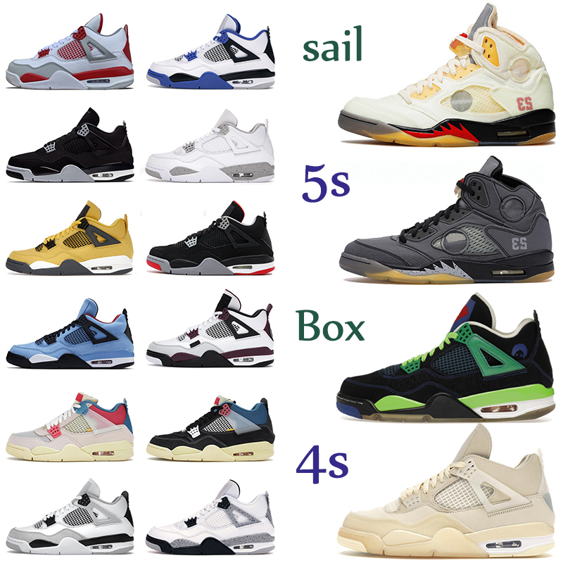 

With Box Doernbecher Basketball Shoes Jumpman 4 5 Travis Purple Doernbecher Blue Thunder Sail Violet Ore Fire Red Black Muslin Sneakers Sports Men Women Trainers, 36-47 university blue