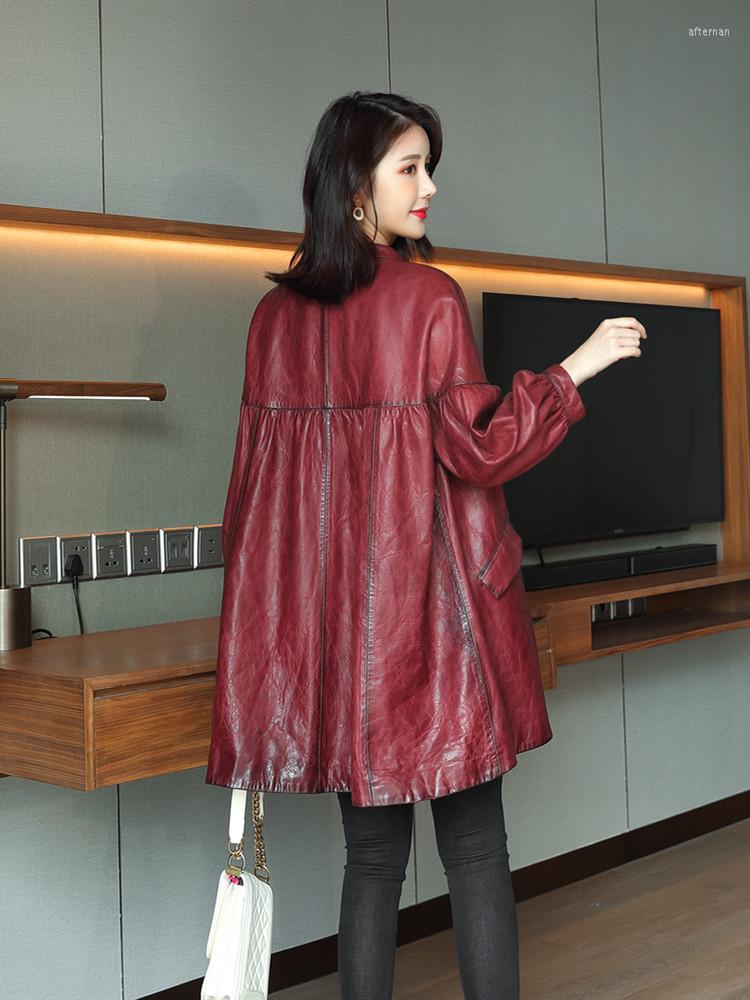 

Women' Leather Womens Genuine Jacket 2022 Sheepskin Coat Plus Size Real Jackets For Women Spring Korean Vintage Windbreaker 226, Green