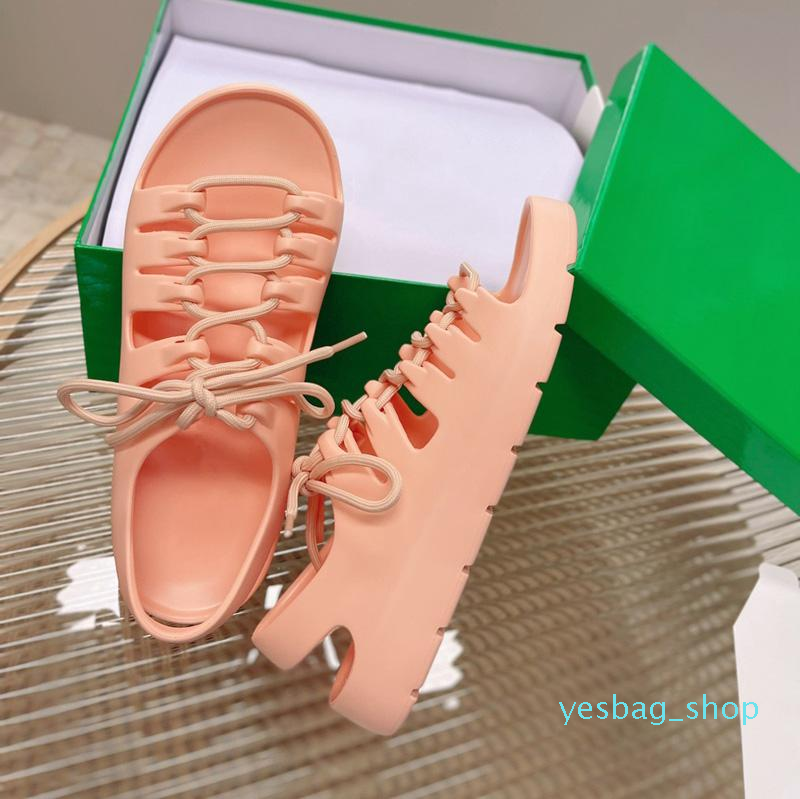 

Woman Rubber Lace-up Flat Sandals Seagrass Flamingo Grass Rubber One-piece Molded Shoe Womens Designers Colorful Slippers Party Fashion Casual 03262