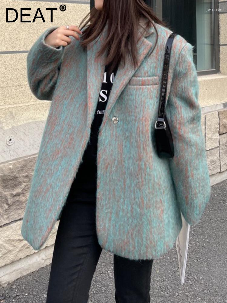 

Women' Suits Fashion Women' Blazer Notched Hidden Breasted Spliced Faux Fur Long Sleeve Suit Jackets Female Autumn 2022 17A2760, Picture color