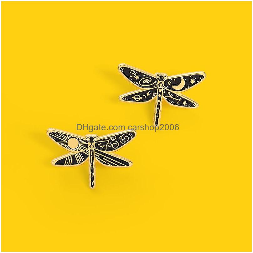 

Pins Brooches Personality Animal Dragonfly Brooches For Women Sun Moon Pins Brooch Party Enamel Badge Gold Plated Fashion Creative Dhi3U