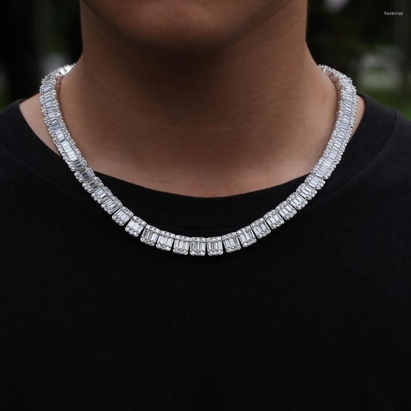 

Chains Hip Hop 1 Row Square CZ Bling Iced Out Tennis Chain Necklace Gold Cubic Zirconia Chokers Necklaces For Men Rapper Jewelry