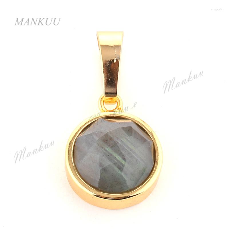 

Pendant Necklaces Natural Round Labradorite Necklace Charm Gray Color Gold Electroplate Fashion Accessories For Jewelry Making Womens