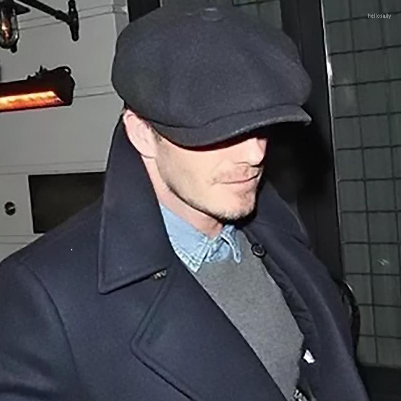 

Berets Men Retro Tweed Octagonal Hat Wool Blend Peaky Blinders Herringbone Sboy Casual Flat Cap Father For, 01