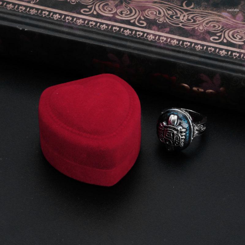 

Jewelry Pouches Red Heart Shape Velvet Ring Box Engagement Wedding Rose Gift Holder Lover Peach