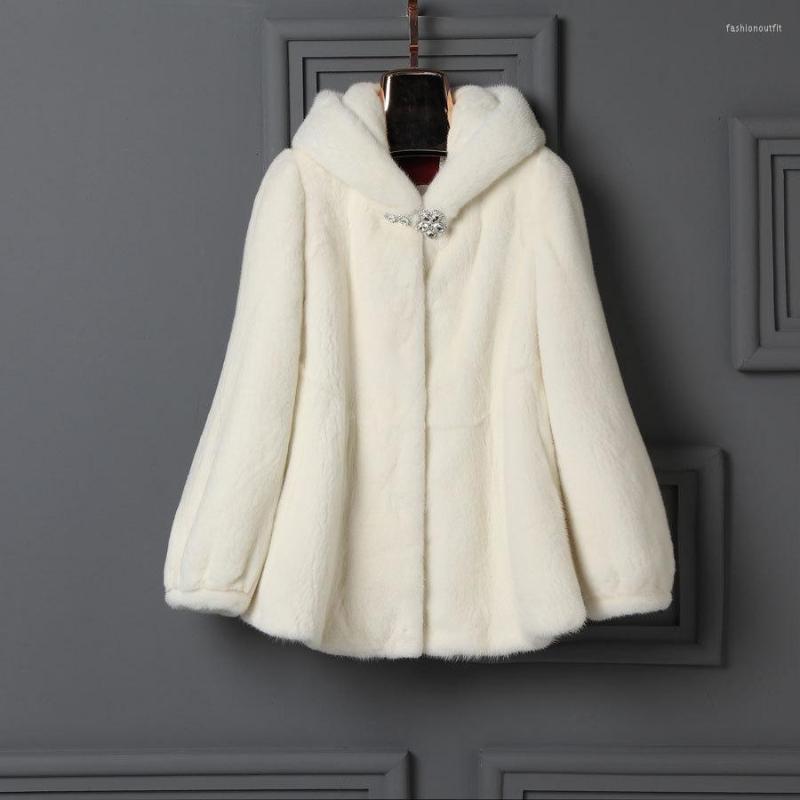 

Women's Fur Autumn And Winter Mink Coat Whole Women's Hooded Imitation, Beige