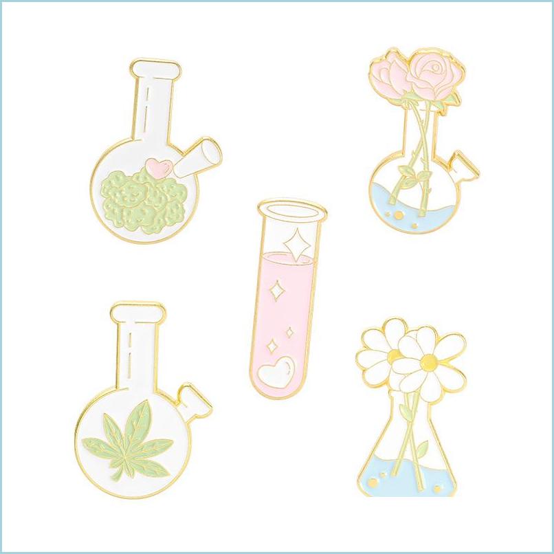

Pins Brooches Bottle Flower Enamel Brooches Pin Women Fashion Dress Coat Shirt Demin Funny Badges Promotion Gift 6170 Q2 Dr Dhgarden Dh8Hm
