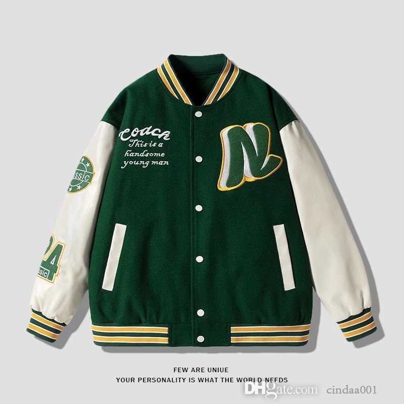 

College Style Baseball Suit Men's Couple Jacket Men And Women Fashion Jackets Junior Clothes Coat, Brown