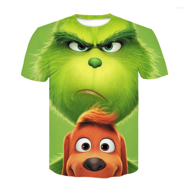 

Men's T Shirts Summer Men's T-shirt Cute Christmas Funny Green Hair Monster Boys And Girls 3D Printing Fashion Short Sleeves, T156