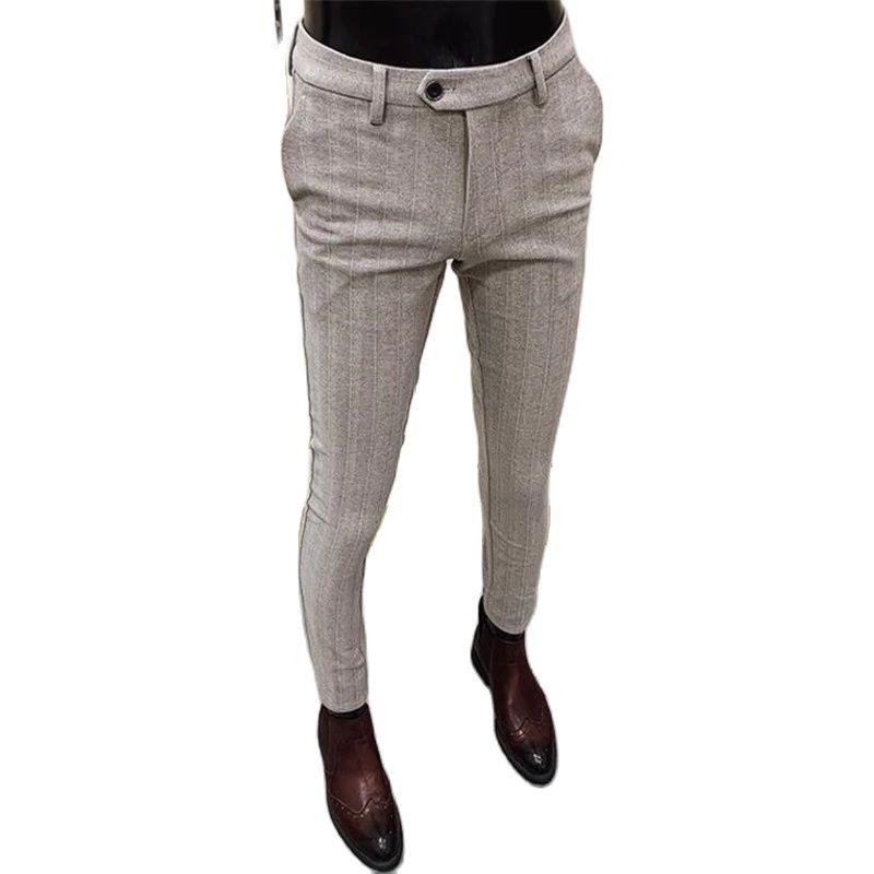 

Men's Suits & Blazers 2022 British Style Men Khaki Herringbone Striped Pants Warm Business Formal Social Suit Casual Slim Fit Cigarette Trou, Custom color