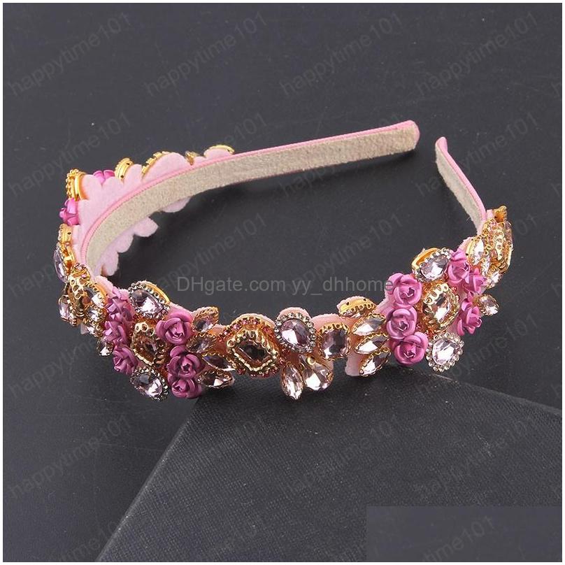 

Headbands Flowers Wedding Crown Hair Accessories Luxury Vintage Sun Flower Headbands Crystal Hairband Drop Delivery Jewelry Hairjewel Dhsxu