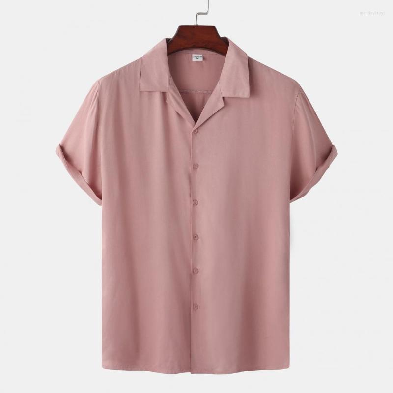 

Men's Casual Shirts Trendy Shirt Short Sleeve Thin Loose Summer Turn-down Collar Daily, Wine red