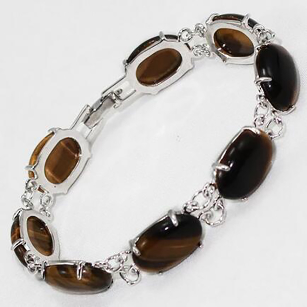 

Stunning 12X16MM Bead 18K GP Natural Tiger's stone Bracelet