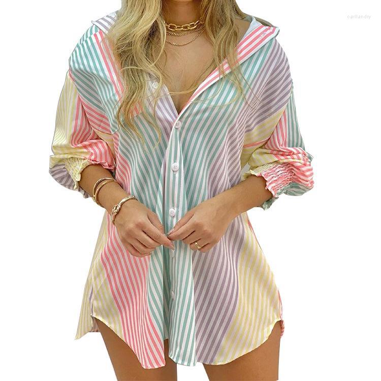 

Women' Blouses Women' & Shirts Women' Elegant Blouse Girl Casual Shirt Striped 2022 Spring/Summer Single Breasted Top, Butterfly