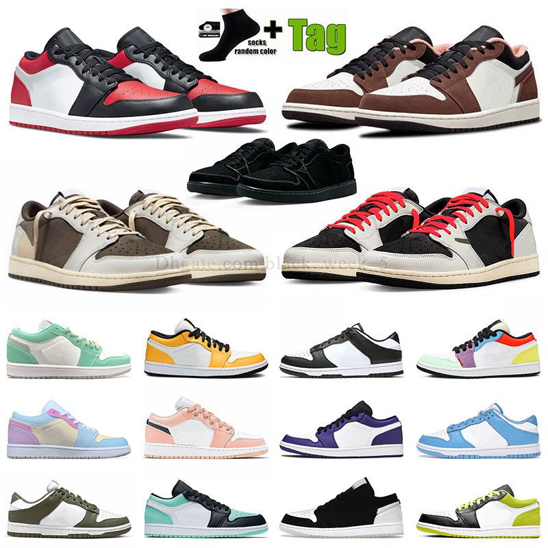 

Ts x 1s Low Basketball Shoes Mens Womens Jumpman 1 Lows Sail Black Phantom Bred Toe Reverse Mocha Dark Chocolate Panda UNC Medium Og Olive Sneakers J1 Trainer US13, A11 36-48 spartan green