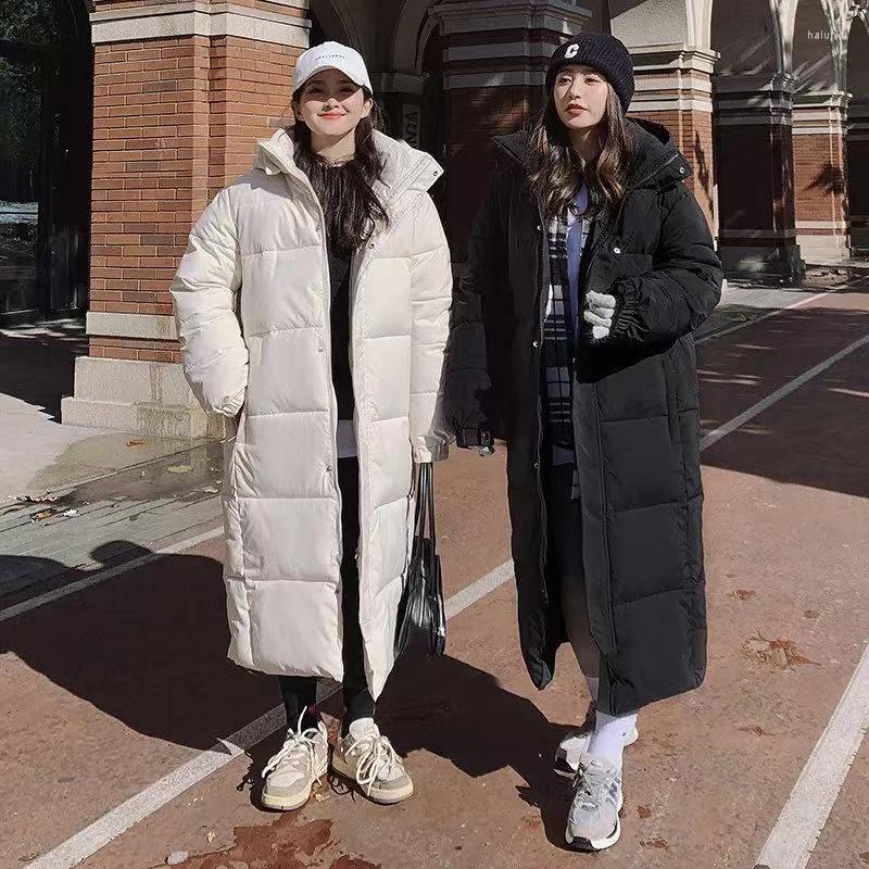 

Women's Down Women Black Medium Length Jacket Hooded Coat Fashion Windproof Thicken Warm Duck Feather Female Puffer Winter Outwear