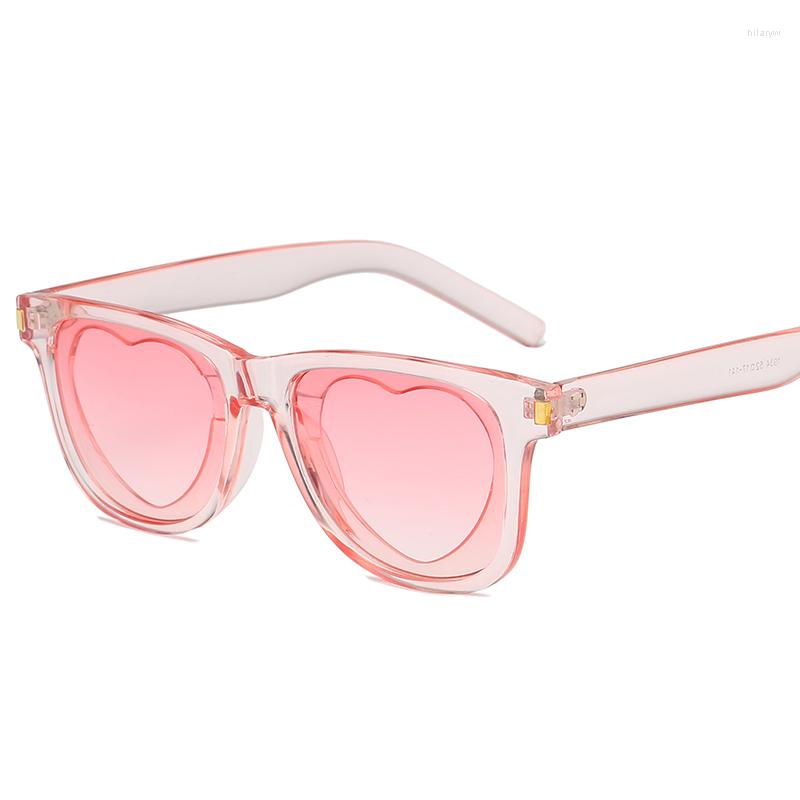 

Sunglasses 2022 Fashion Heart Shaped Women Brand Designer Plastic Reflective Sun Glasses For UV400 Girl