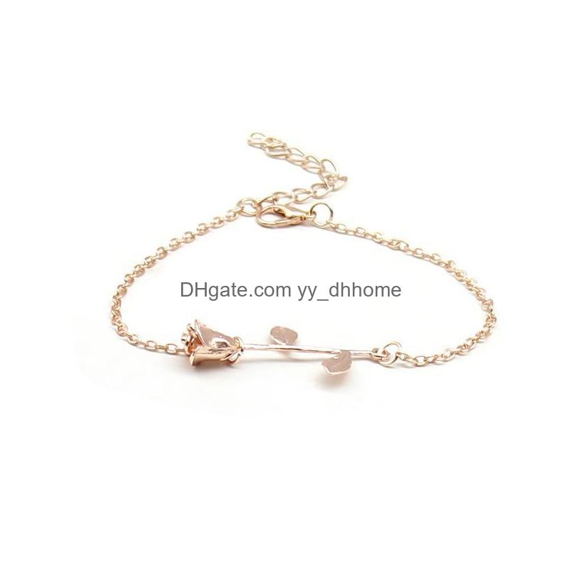 

Charm Bracelets Fashion Rose Flower Charm Bracelet Women Bangle Adjustable Pseras Mujer Wedding Bridal Jewelry Drop Delivery Bracelet Dhunm