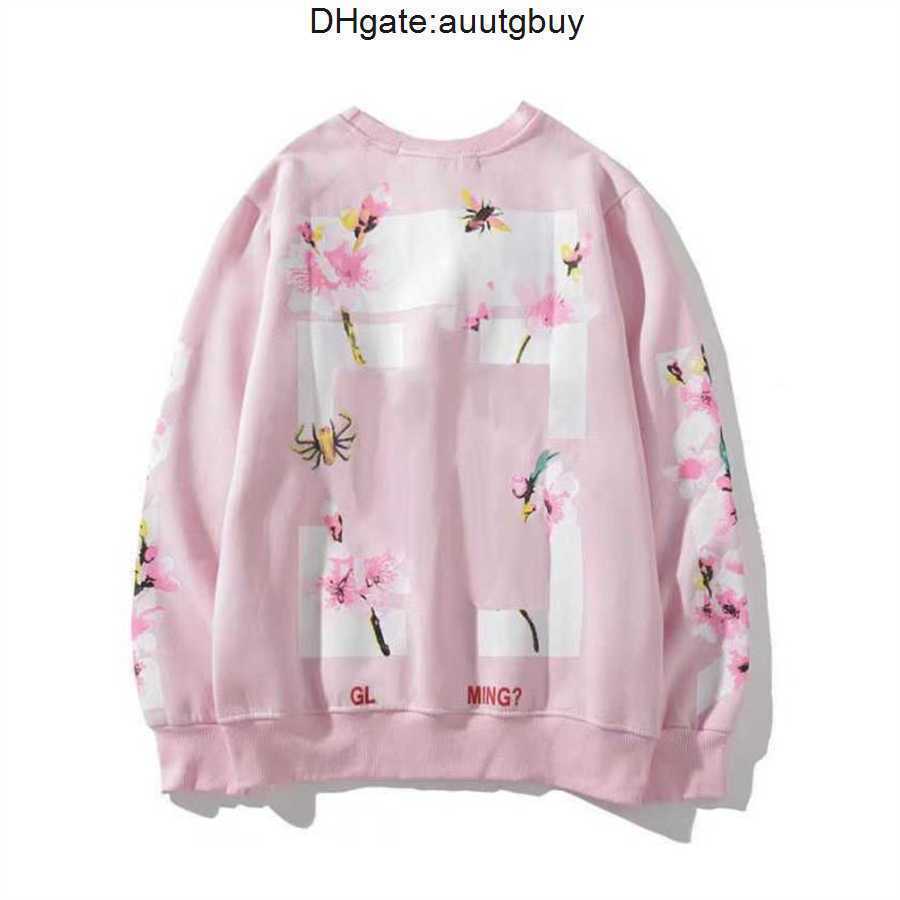 

2022 %60 Off Style Trendy Fashion Sweater Painted Arrow Crow Stripe Loose Hoodie Men' and Women' T-shirts Offs LD4Q White, Beige