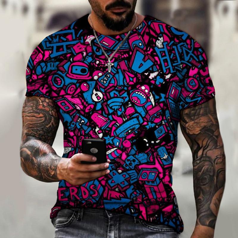 

Men's T Shirts Summer T-shirt 3d Art Color Hip-hop Style Clothing O-neck Oversized Breathable Casual, Wms656