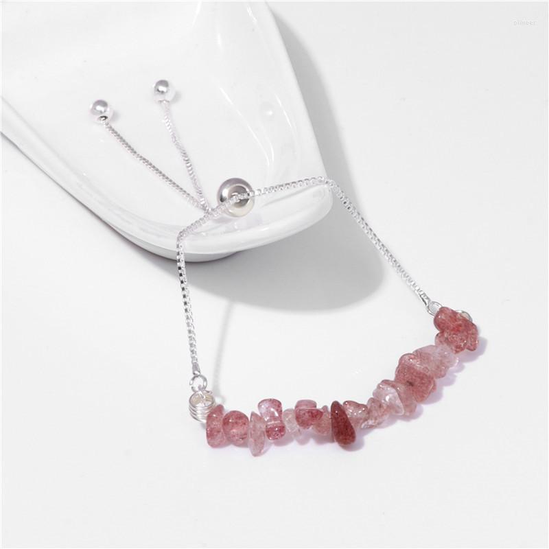 

Charm Bracelets Silver Color Chain For Women Natural Chip Stone Link Bracelet Healing Reiki Quartz Amethyst Female Fashion Jewelry