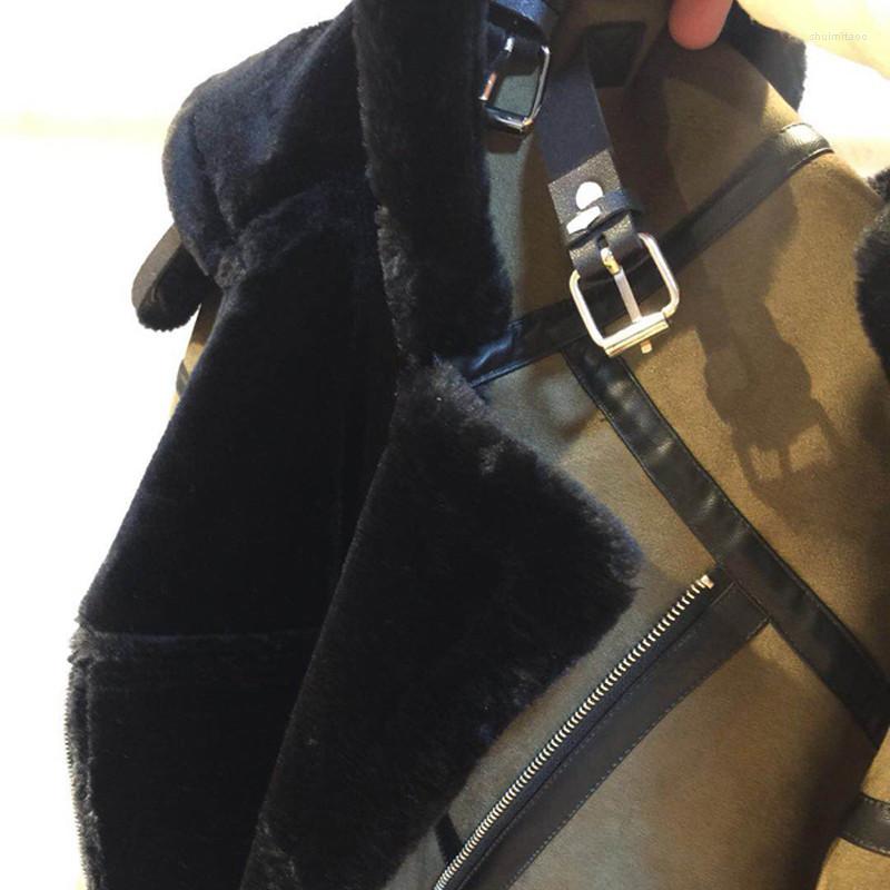 

Women's Fur Vintage Fashion Hooded Women Jackets Casual Winter Coat Automotive Leather Jacket Woman Streetwear Brand A899, Black