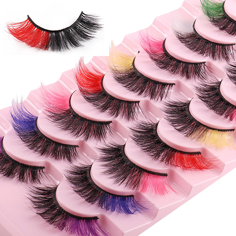 

Soft Light Thick Colorful False Eyelashes Natural Delicate Hand Made Reusable Multilayer 3D Fake Lashes Full Strip Beautiful Party Eyelashes