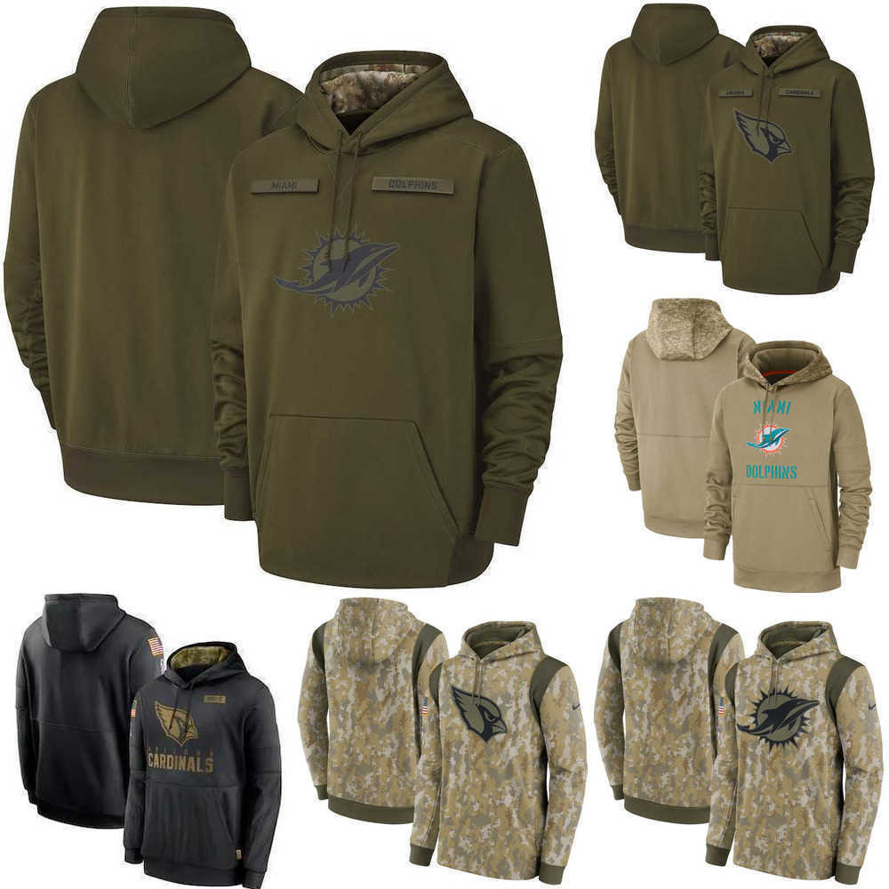 

Jersey Arizona''Miami''Cardinals''Dolphins''Men Women Youths Camo Football Hoodie Wear 2021 Salute To Service Therma Performance Pullover, Color