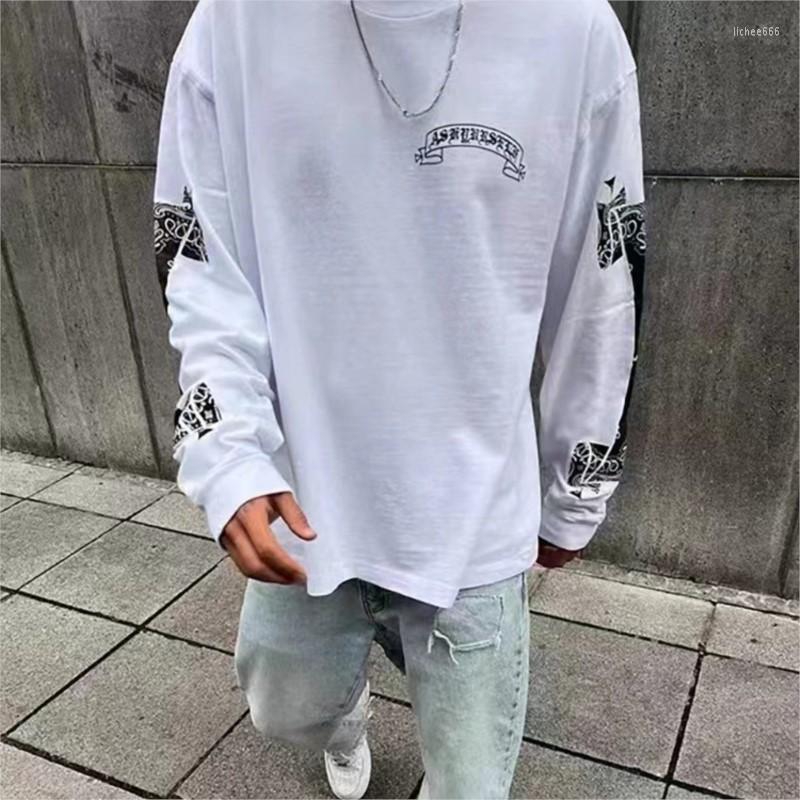 

Men' Hoodies Korean Cashew Flower High Street Printign Washing Long Sleeve Sweatshirts 2022 Autumn And Winter Man Fashion, Black