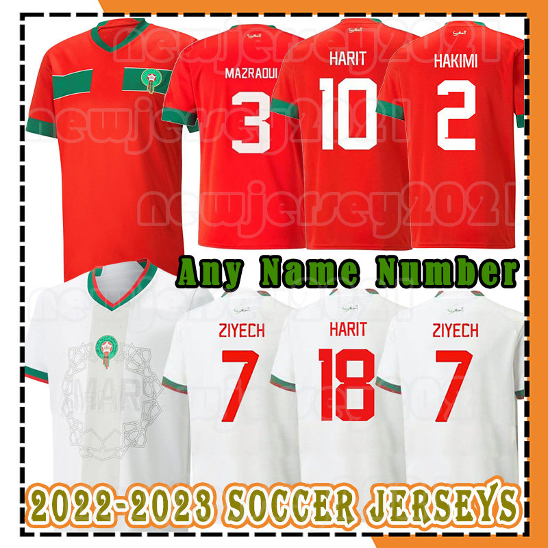 

2022 Moroccan Soccer Jerseys HAKIMI Maillot marocain ZIYECH EN-NESYRI national team HARIT SAISS IDRISSI BOUFAL TAGNAOUTI home away Maroc Football Shirt Uniforms, Men jersey+patch(mo luo ge)