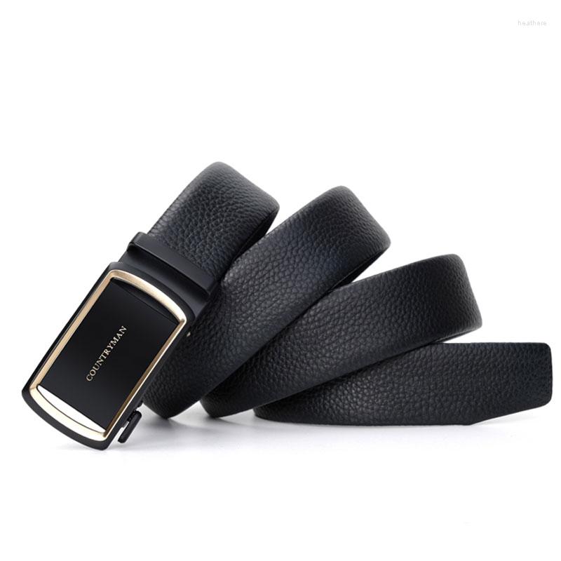 

Belts Luxury Design Top Quality Men's Full Grain Genuine Leather Ratchet Waist Strap DressTACTI Belt Automatic Buckle For Man, Black
