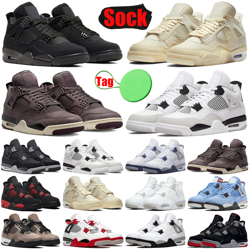 

4 4s mens womens basketball shoes Jumpman Military Black Cats Canvas White Oreo University Blue A Ma Maniere Midnight Navy men trainers sports sneakers original, #28 cool grey