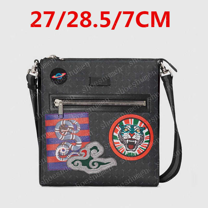 

2022 men crossbody messenger bag cross body Tiger black Leather shoulder Clutch Handbag Fashion tiger snake 21cm/27cm #, #01 black snake - 21cm