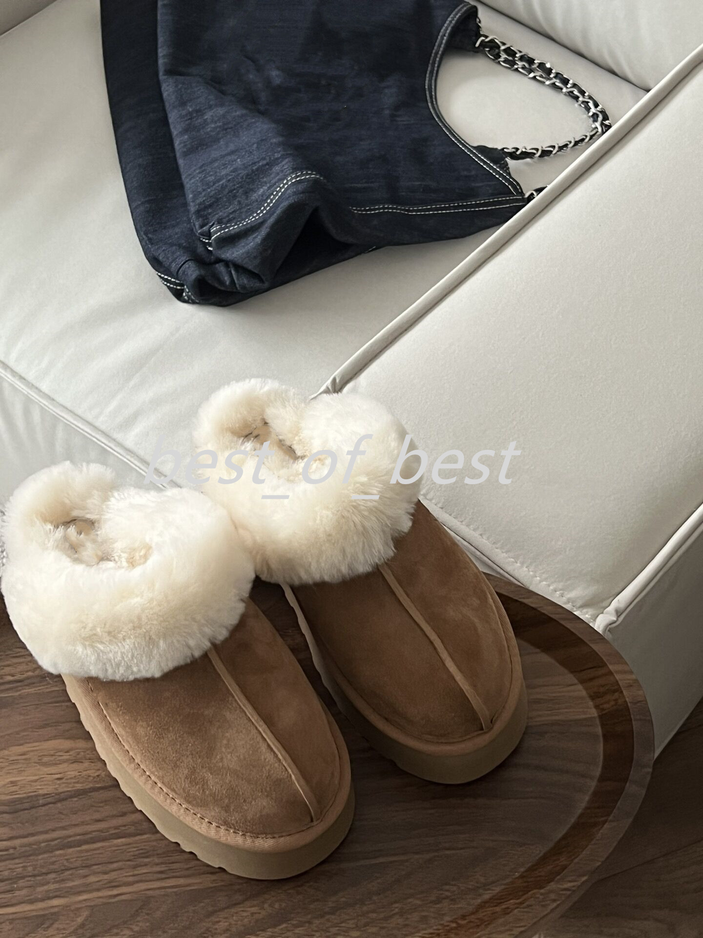 

New Designer Platform Wool Slippers Disquette Slipper Funkette Fur Slides Classic Mini Ultra Boot Scuff Sis Tazz Sheepskin Suede Upper Women Sandal Mules Size 35-43