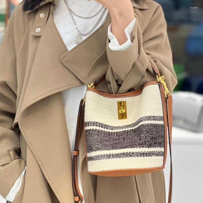 

Evening Bags Donna-in 2022 Woolen Textile Vacation Beach Bag Designer Handmade Top Quality Fashion Blogger Style Patchwork Straw Bucket, Green