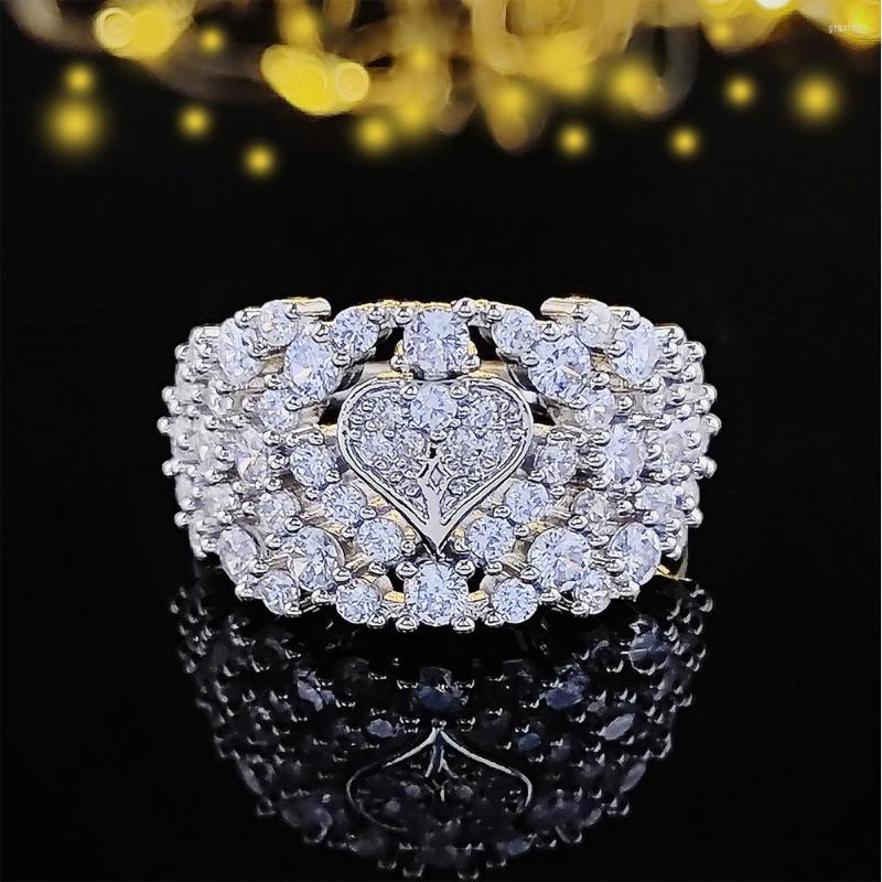 

Wedding Rings 2022 Luxury Heart Silver Color Designer Engagement Ring For Women Lady Anniversary Gift Jewelry Bulk Sell R5880
