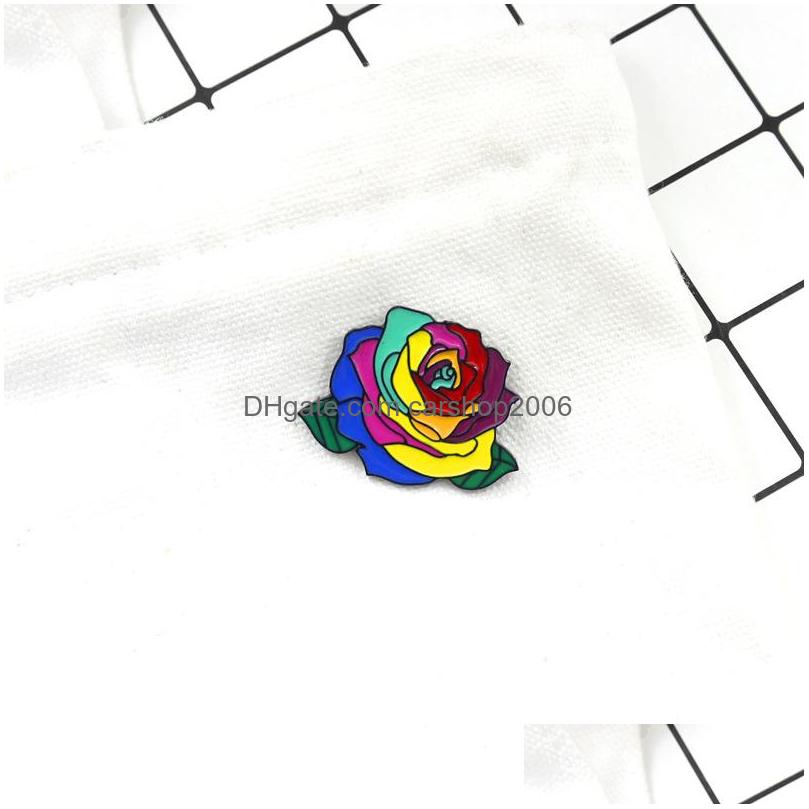 

Pins Brooches Colorf Roses Funny Brooches For Women Cartoon Creative Fashion Paint Enamel Lapel Pins Metal Brooch Denim Shirt Badge Dhgrl