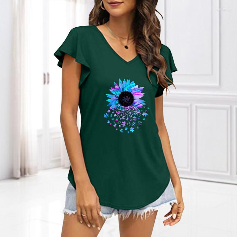 

Women's T Shirts Women's T-Shirt Workout Clothes Women Womens Summer V Neck Ruffle Short Sleeve Tunic Casual Flowy Shirt Stretch, Army green