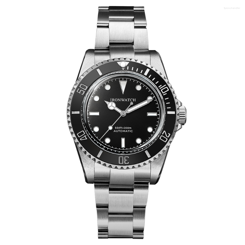 

Wristwatches Ironwatch Vintage Sub Diver Automatic Mechanical Watches Men 40MM Black Dial Bubble Sapphire 20Bar BGW9 Luminous Luxury Sports