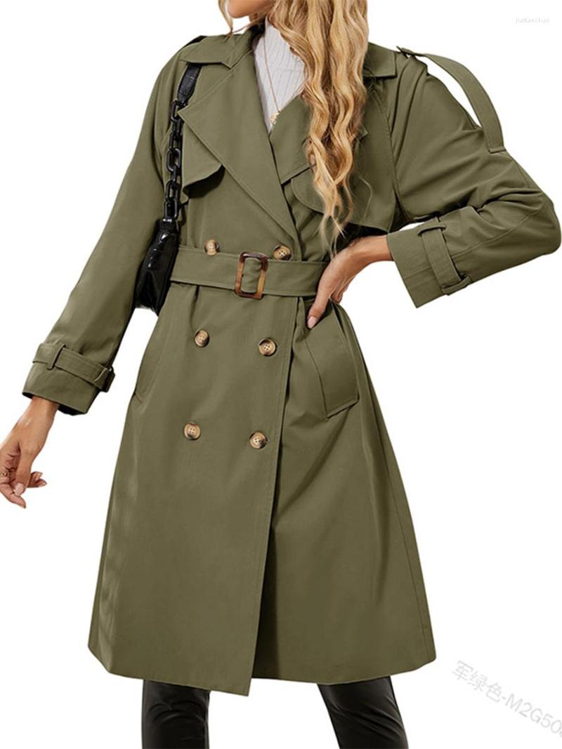 

Women's Trench Coats Coat Women Vintage Autumn Winter Jacket Windbreaker Long Sleeve Lapel Collar Double Breasted Lace Outerwear, Beige