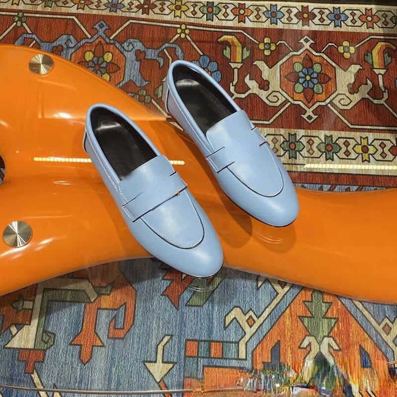 

Brand Casual Shoes designer design Autumn 2022 New Fashion Lefu Women's Soft Color Contrast Slip on English Style Small Leather Shoes, White