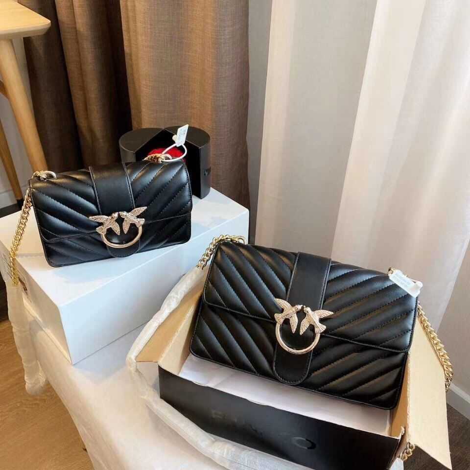 

Designer Shoulder Bag pinkos womens messenger bags Fashion women 2022 new small chain One Messenger swallow, Black large 27x8x17cm gift box