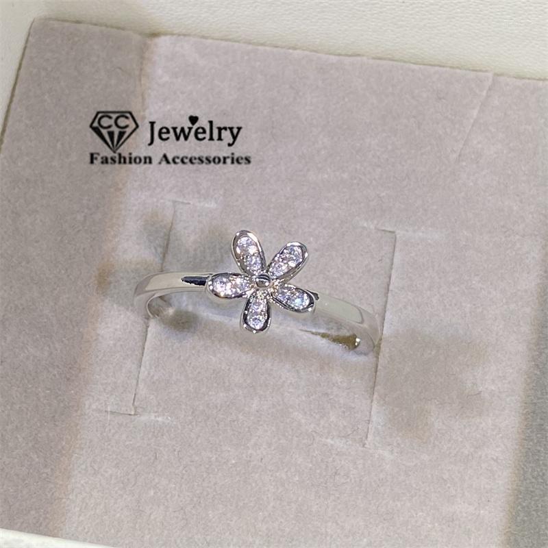 

Wedding Rings Small Flower Ring Sterling Silver Plated Fashion Jewelry Lovely Accessories Cute For Girl Daily Wear Bijoux 3021
