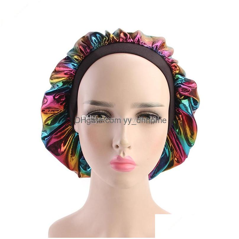 

Beanie/Skull Caps Muslim Women Wide Stretch Silk Satin Breathable Bandana Slee Turban Hat Headwrap Bonnet Chemo Cap Hair Accessories Dhhd6, Randomly sended color