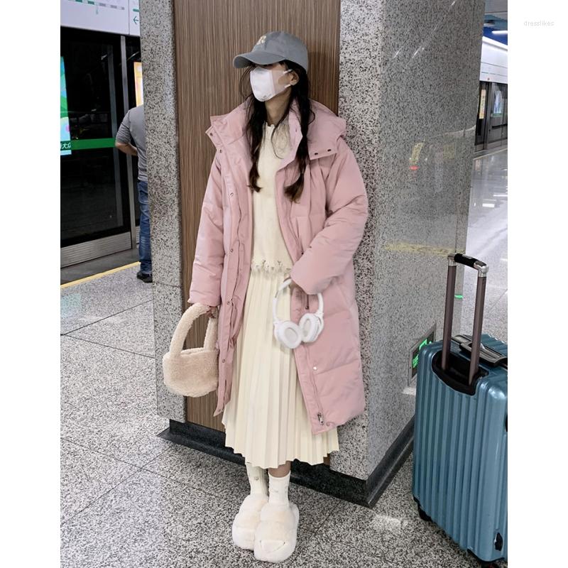 

Women's Down Women Pink Medium Length Jacket Coat Fashion Waterproof Thickening Winter Duck Feather Female Warm Hooded Outwear, Beige