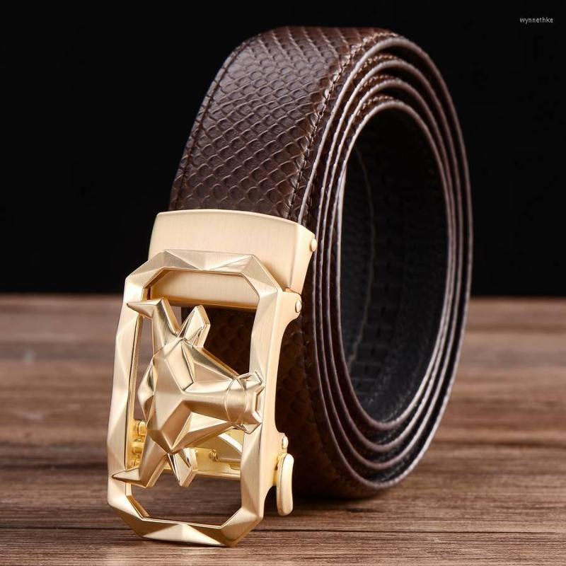 

Belts Male Leather's Leather For Men Designer Business Sliding Automatic Buckle Belt Strap Mens, Black