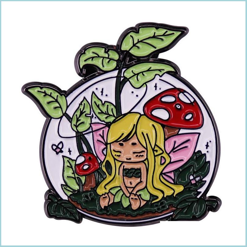 

Pins Brooches Enamel Brooch Pin Cute Butterfly Fairy Forest Elf Badge Magic Nature Spring Spirit Leaf Mushroom Girl Brooche Dhgarden Dhucn