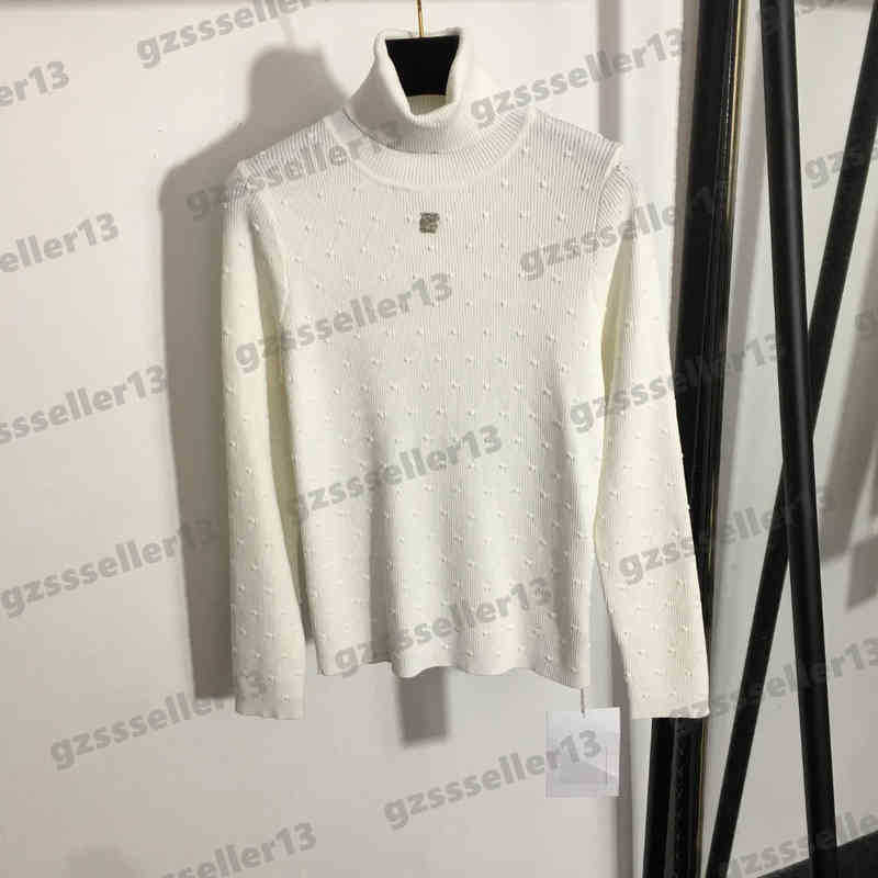 

Luxury Womens Sweaters CNL Button-embellished Sweater Jacquard Turtleneck Long-sleeved Knitted Women Sweater Bottoming Designer Tops