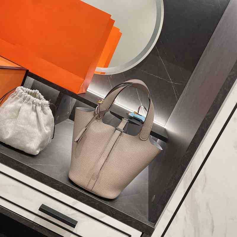 

Shoulder Bags Luxury Bucket Simple Small Food Basket Bag Women's Designer High Quality Real Leather Wallet Handbags 1128, Blue